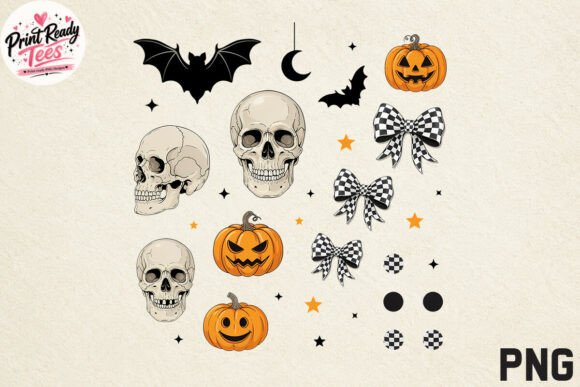 Download Vintage Skull and Pumpkin Halloween PNG - Pumpkin Collection