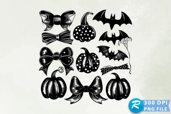 Download Bow Pumpkins and Bats Clipart PNG Design - Pumpkin Collection