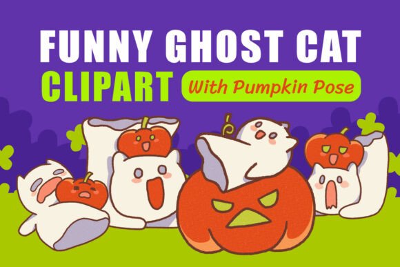 Download 4 Funny Pumpkin Ghost Cat Clipart PNG - Pumpkin Collection