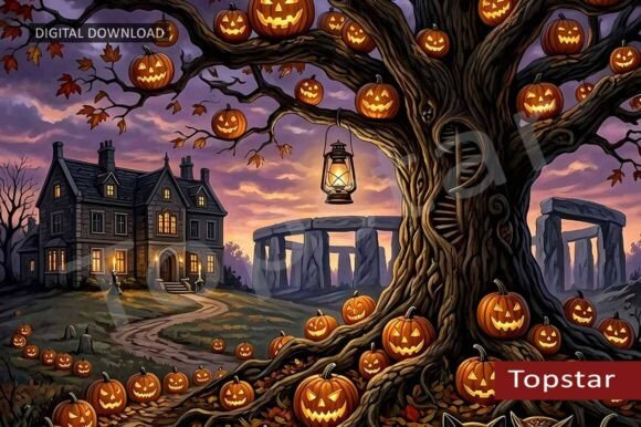 Download Creepy Pumpkin Tree Halloween Wall Art - Pumpkin Collection
